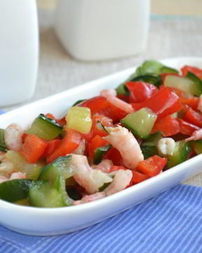 Постный салат с креветками