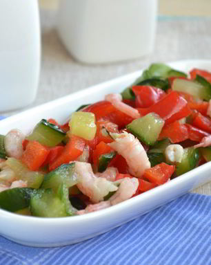 Постный салат с креветками