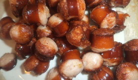 салат из цветной капусты с охотничьими колбасками