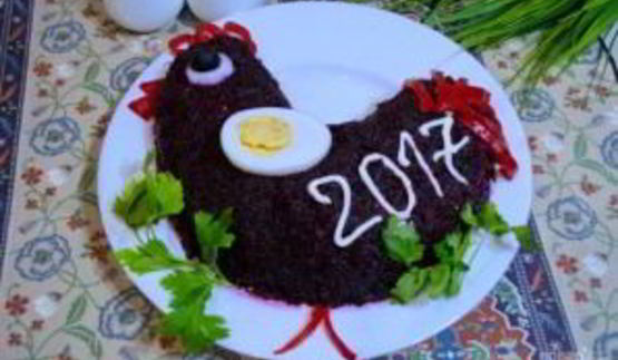 салат петух на новый год