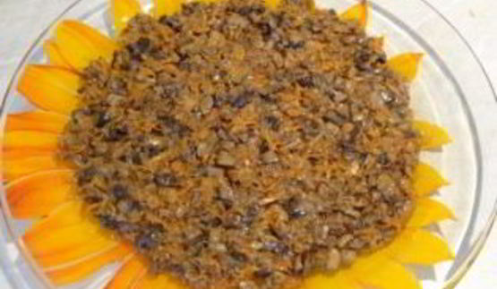 салат подсолнух с ветчиной