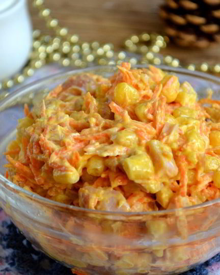 Рецепт салата с корейской морковкой и копченой курицей