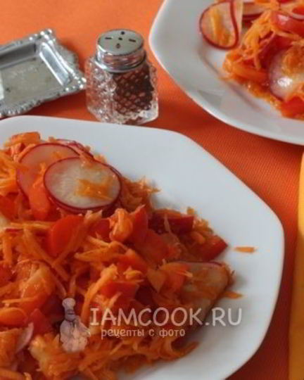 Рецепт салата с морковью, паприкой и редисом