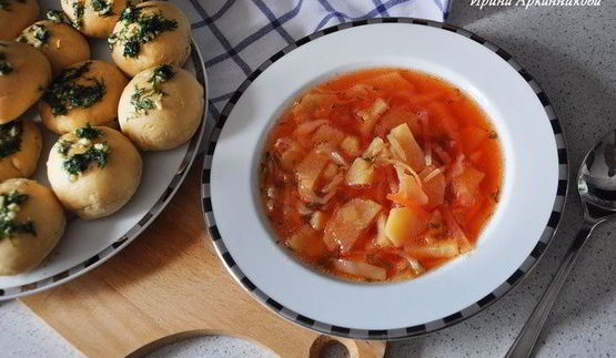 борщ на говяжьем бульоне