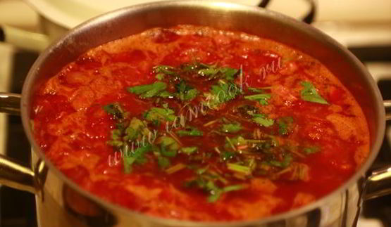 борщ на курином бульоне