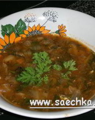 Борщ с фасолью и консервами