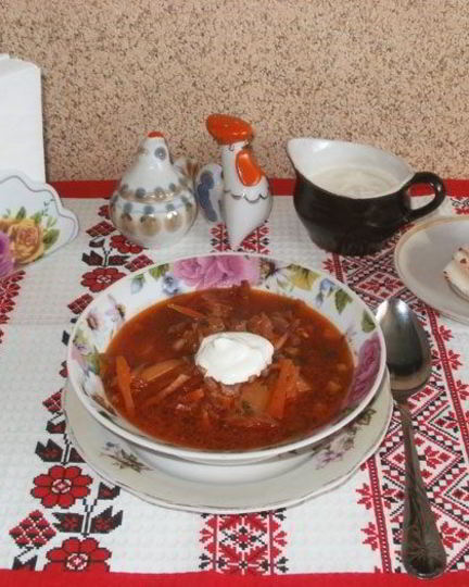 Рецепт борща с салом