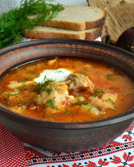 Рецепт борща со свининой на утином жире в мультиварке