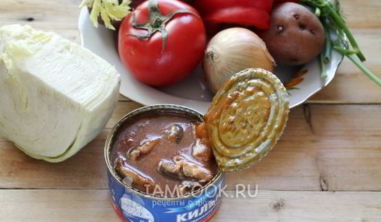 постный борщ с фасолью и килькой