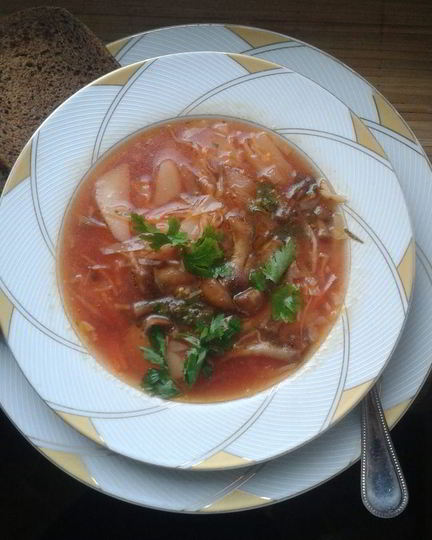 Рецепт постного борща с опятами