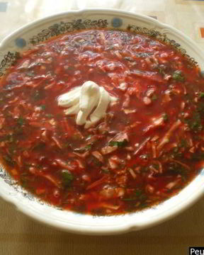 Украинский борщ со свининой и галушками