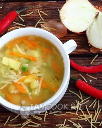 Рецепт постного супа с вермишелью и картошкой