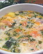 Рыбный суп с семгой и сливками