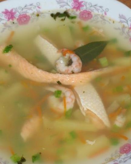 Рецепт супа из лосося с креветками