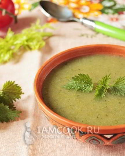 Рецепт супа-пюре из черешкового сельдерея с крапивой