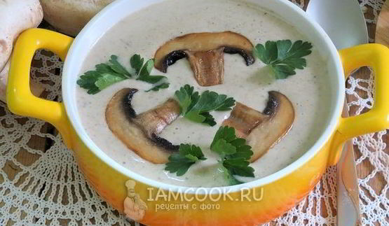 суп-пюре из шампиньонов с плавленным сыром