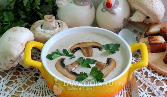 суп-пюре из шампиньонов с плавленным сыром