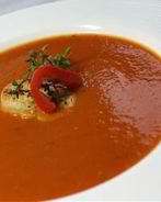 Суп-пюре из запеченного сладкого перца и помидоров