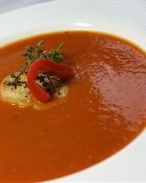 Суп-пюре из запеченного сладкого перца и помидоров