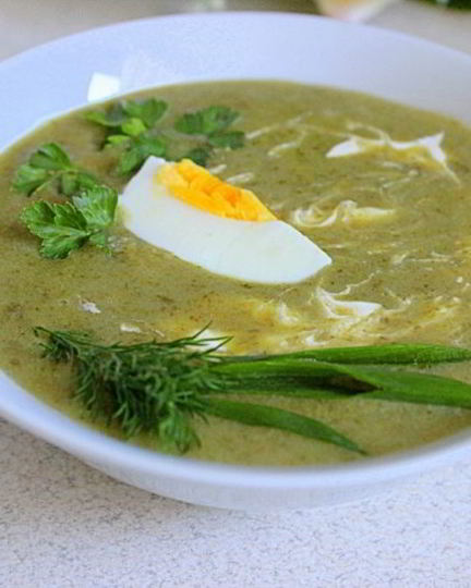 Рецепт супа-пюре со щавелем и шпинатом