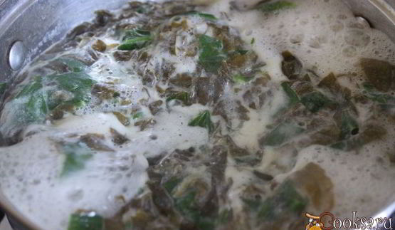 суп-пюре со щавелем и шпинатом