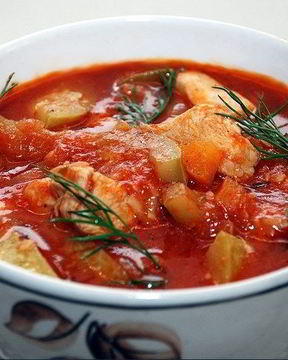 Томатный суп-пюре с курицей