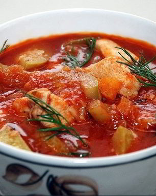 Томатный суп-пюре с курицей