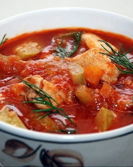 Рецепт томатного супа-пюре с курицей