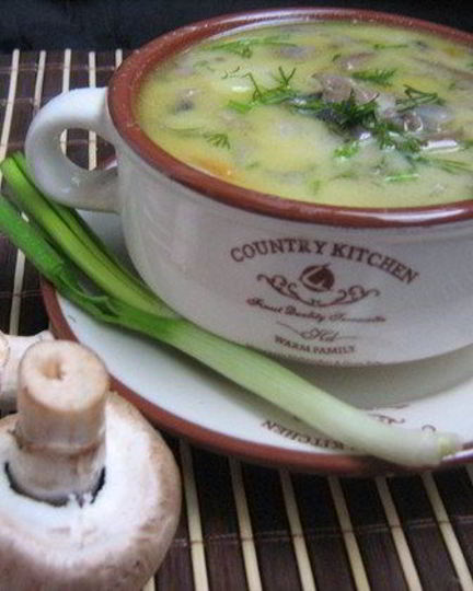 Рецепт сырного супа с шампиньонами