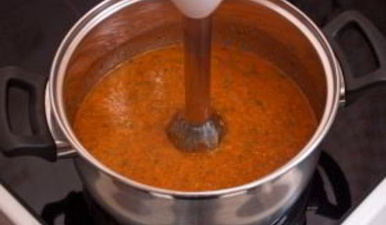 томатный крем-суп с макаронами