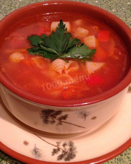 Рецепт томатного супа с овощами и макаронами в мультиварке