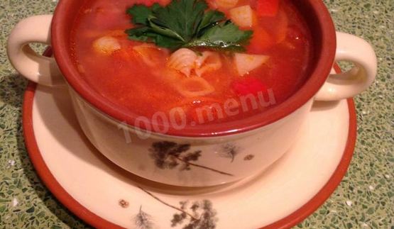 томатный суп с овощами и макаронами в мультиварке
