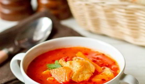 томатный суп с треской и тыквой