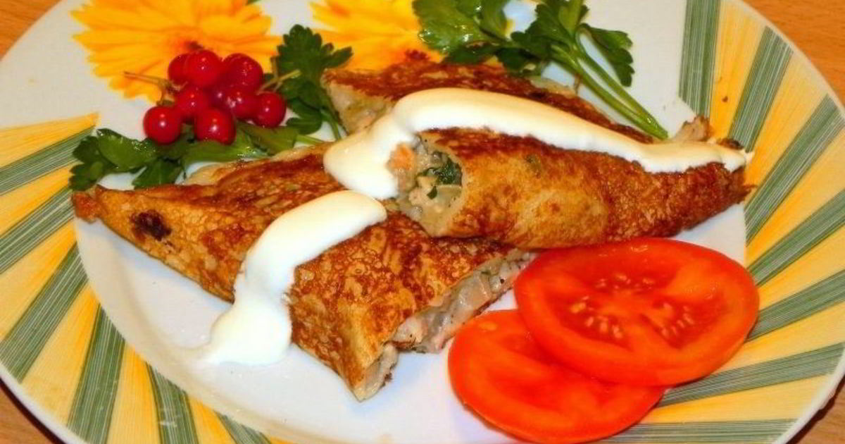 Фаршированные Блины Курицей Рецепт С Фото
