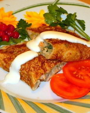 Блинчики, фаршированные курицей