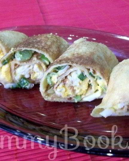 Рецепт блинчиков, фаршированных яйцом и луком