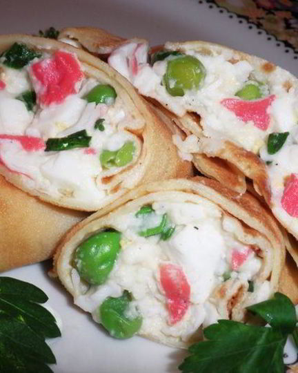 Рецепт блинчиков карри с крабовым мясом