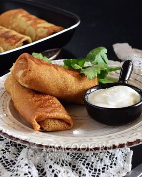 Блинчики с грибами и яйцом