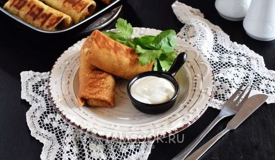 блинчики с грибами и яйцом