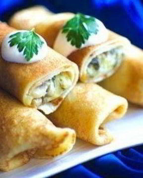 Блинчики с начинкой из картофеля и шампиньонов