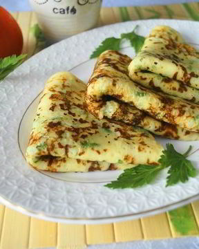 Блинчики с сыром и зеленью