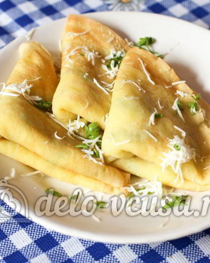 Рецепт блинов с брынзой и зеленью