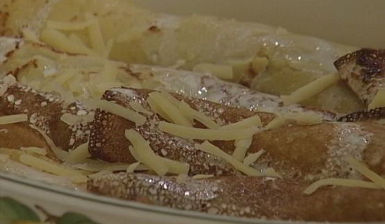 блины с грибами и голубым сыром