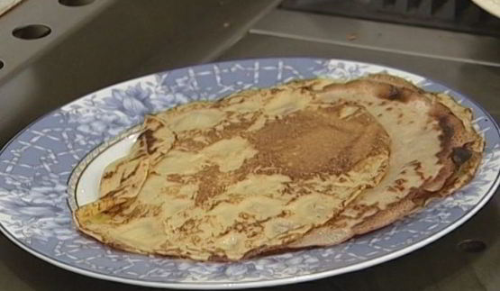 блины с грибами и голубым сыром