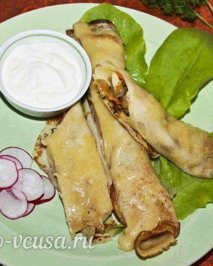 Рецепт блинов с курицей и морковью