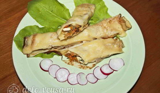 блины с курицей и морковью