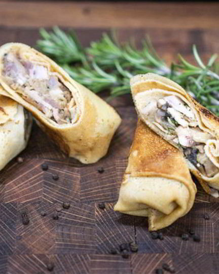 Рецепт блинов с поркеттой из свинины