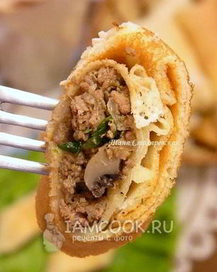 Блины с телятиной и грибами