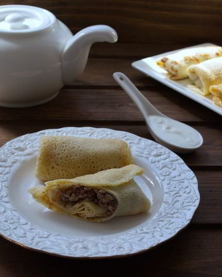 Рецепт фаршированных блинов с мясом