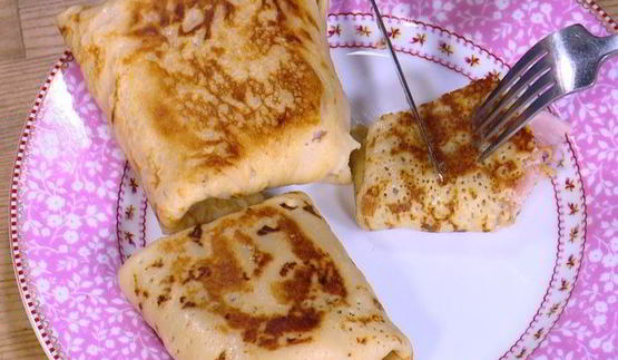 гречневые блинчики с сыром и ветчиной